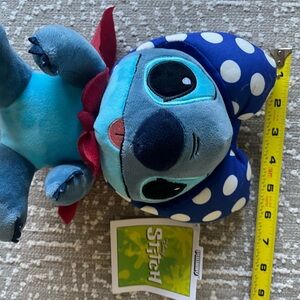 Disney Stitch Plush - Light Blue, Navy Blue & White Polka Dot Bandana